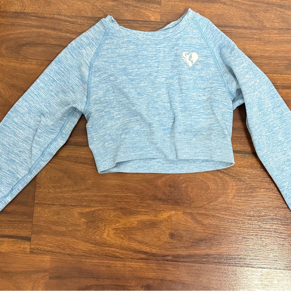 Blue Crop Top with Heart Detail